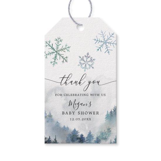 Blue Snowflakes Winter Wonderland Baby Shower Gift Tags