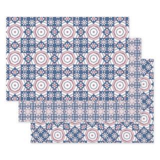 Blue Star Quilt Pattern Wrapping Craft Paper