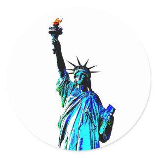 Blue Statue of Lady Liberty Classic Round Sticker