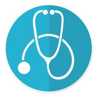 Blue Stethoscope Classic Round Sticker