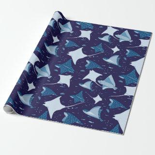 Blue sting ray manta ray fish pattern