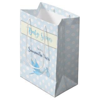 Blue Stork Baby Boy Baby Shower Medium Gift Bag