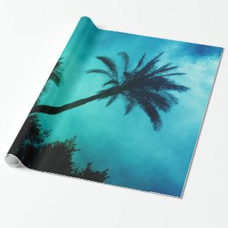 Blue Sunset Hawaiian Exotic Palm Trees & Beach