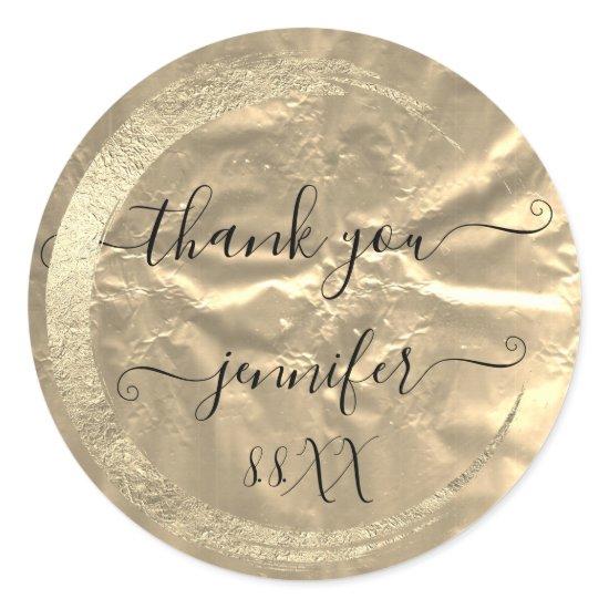 Blue Sweet16th Thank You Gold Save The Date Bridal Classic Round Sticker