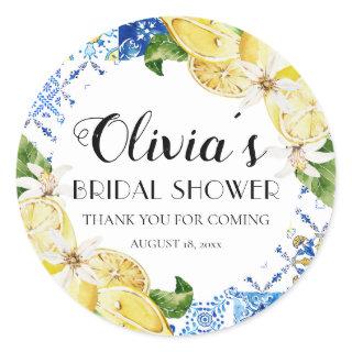 Blue Tile Lemon Italian Bridal Shower Stickers