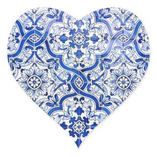 Blue Tile Portuguese Azulejo Heart Sticker