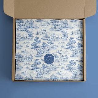 Blue Toile de Jouy Vintage Gift Wrap Elegant Tissue Paper