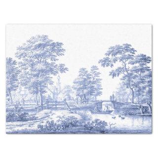 Blue Toile Vintage French Decoupage Craft Pastoral Tissue Paper