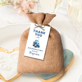 Blue Tractor Birthday Thank You Favor Gift Tag