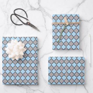 Blue Trellis, Quatrefoil, Moroccan Lattice  Sheets