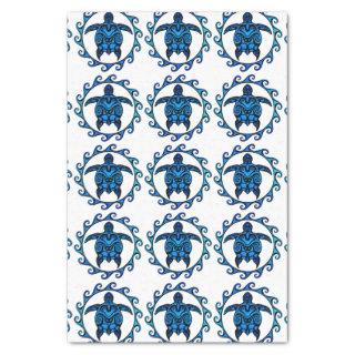 Blue Tribal Turtle Sun Tissue Paper