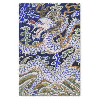 blue vintage Chinese tattoo Embroidery dragon Tissue Paper