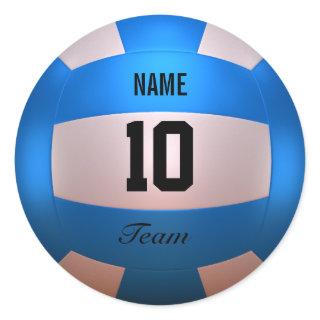 Blue Volleyball Classic Round Sticker