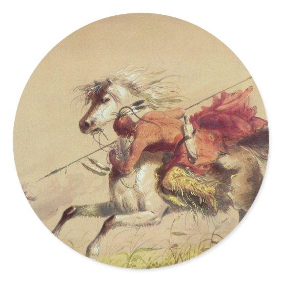 Blue Water Creek Battle By Alfred Jacob Miller Classic Round Sticker