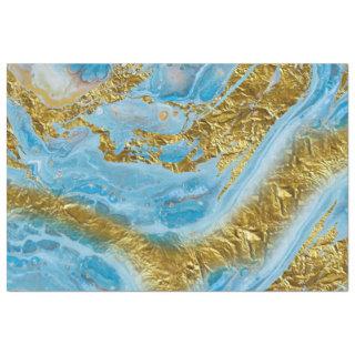 Blue Watercolor Marble & Gold Foil  Tissue Paper