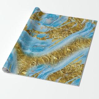 Blue Watercolor Marble & Gold Foil