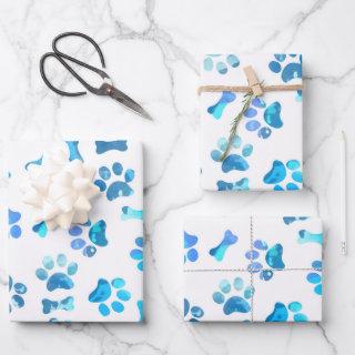 Blue Watercolor Paw Prints Birthday