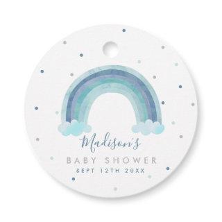 Blue Watercolor Rainbow Baby Shower Gift Favor Tags