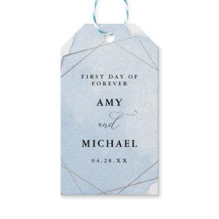 Blue Watercolor Splash, Silver Frame Hanging Gift Tags