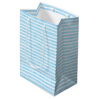 Blue Watercolor Stripes Medium Gift Bag