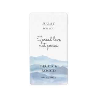 Blue  Wedding Spread Love Not Germs Hand Sanitizer Label