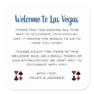 Blue Welcome to Las Vegas Wedding Welcome Basket Square Sticker