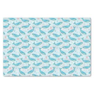 Blue Whale Nautical Ocean Beach Cute Sea Teal Tissue Paper