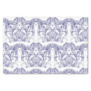 Blue & White Baroque Rococo Pattern Tissue Paper