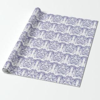 Blue & White Baroque Rococo Pattern