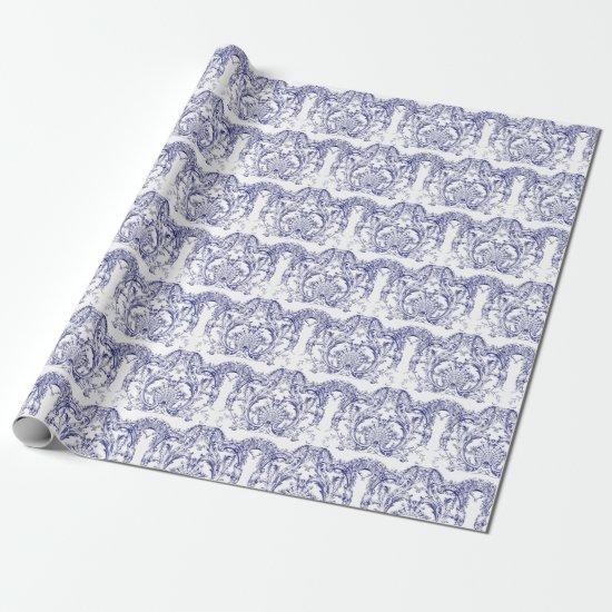 Blue & White Baroque Rococo Pattern