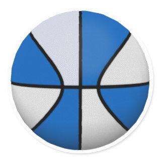 Blue & White Basketball: Classic Round Sticker