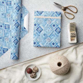 Blue White Batik Square Jewel