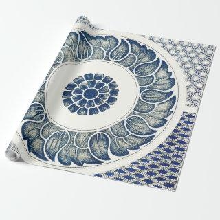 Blue White Floral Chinese Round