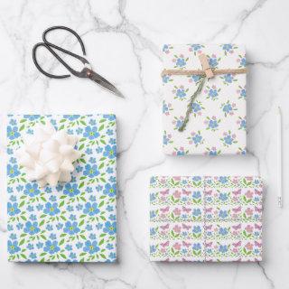 Blue White Forget-Me-Not Flowers Watercolor Style   Sheets