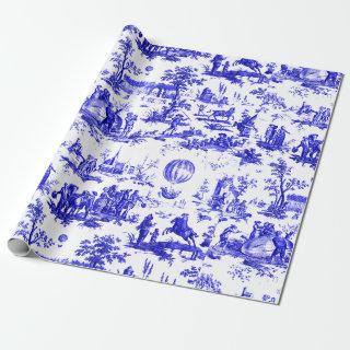 Blue & White Hot Air Balloons Toile Pattern