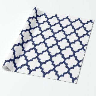 Blue & White Quatrefoil Geometric Pattern