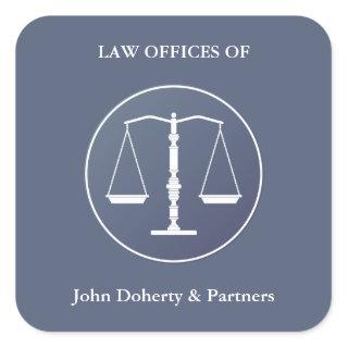 Blue White Scales of Justice | Lawyer Square Sticker