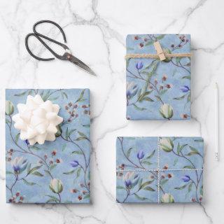 Blue & White Tulips Anemones Pattern  Sheets