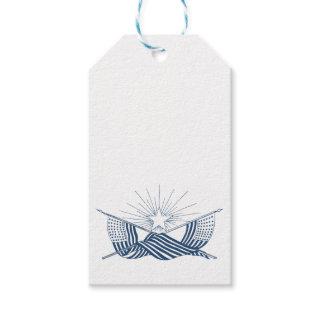 Blue & White Vintage American Flags w/Shining Star Gift Tags