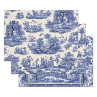 Blue willow Decoupage Set of Three   Sheets