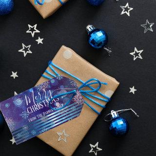 Blue Winter Wonderland With Lights And Particles Gift Tags