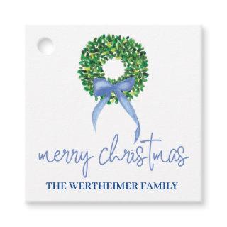Blue Wreath Holiday Christmas Tags