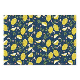 Blue yellow lemon fruit bright summer patten  sheets