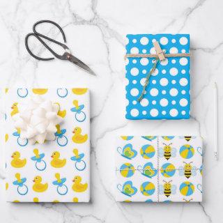 BLUE YELLOW WHITE BABY ITEMS  SHEETS