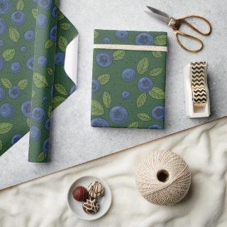 Blueberries on dark green