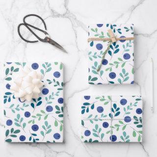 Blueberries with Green Leaves Pattern  Sheets