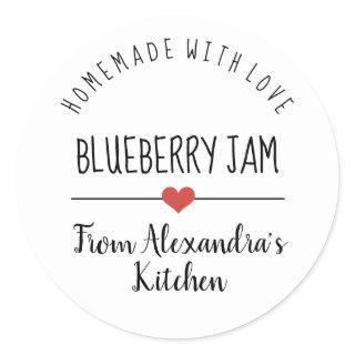 Blueberry jam white homemade with love classic round sticker