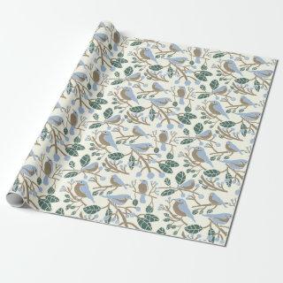 Bluebird and Blueberries Patterned