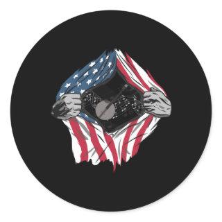 Bluegrass Banjo America USA Flag Classic Round Sticker