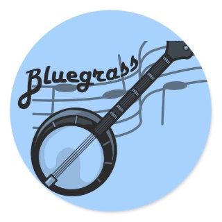 Bluegrass music with banjo classic round sticker